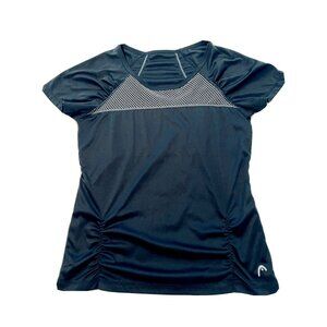 Head Women's Activewear Fitness Black Gray Net Workout Running Top Shirt Medium